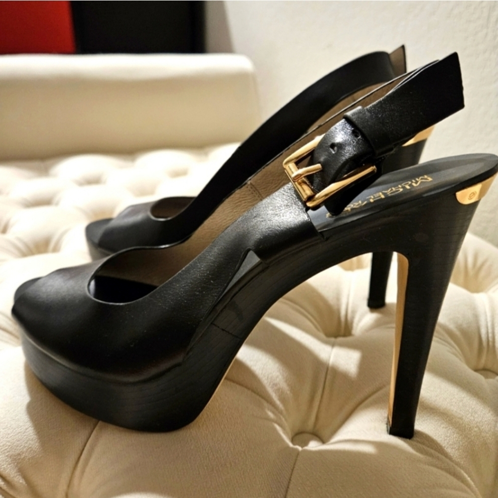 Michael Kors Black Slingback Platform Heels